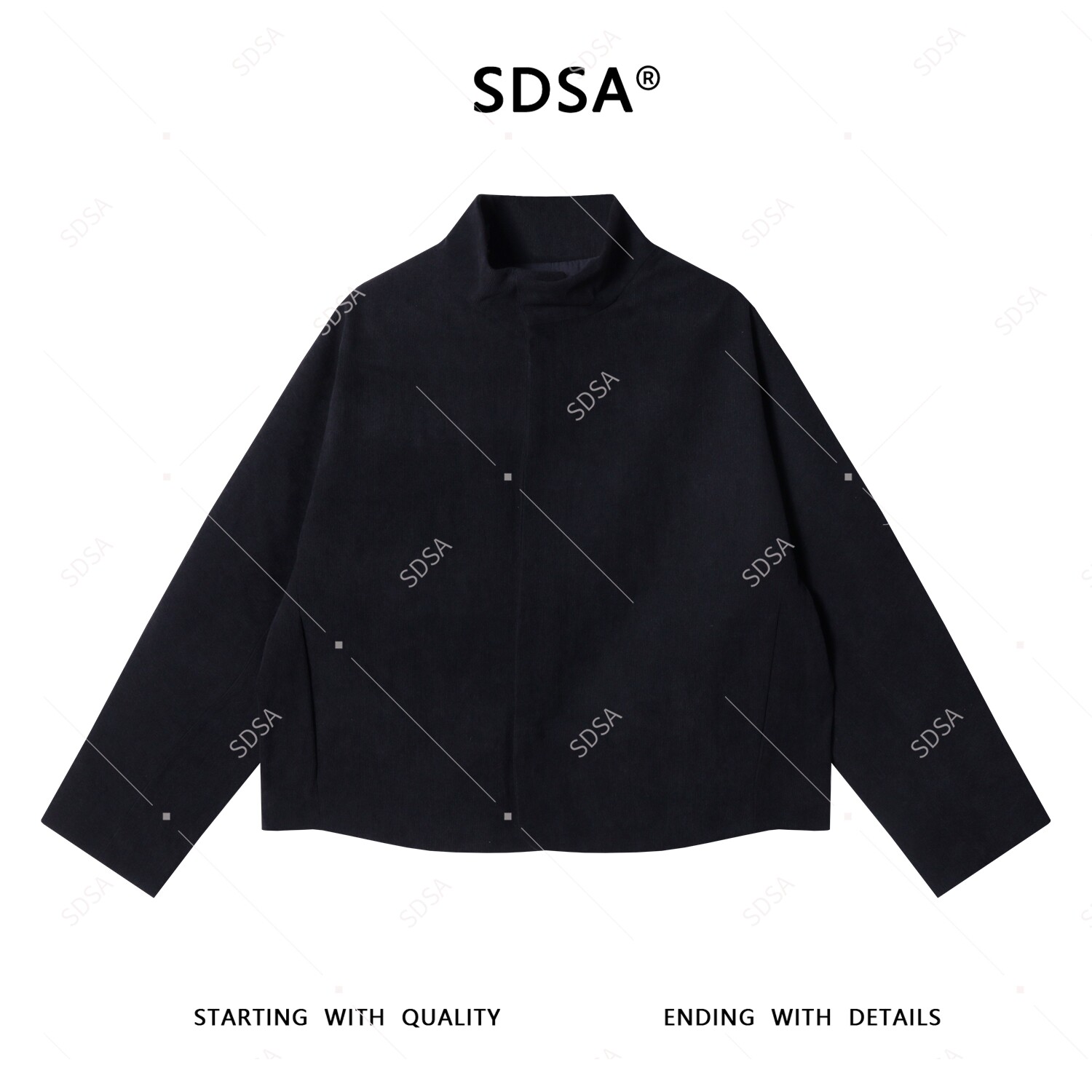 SDSA男士2025新款轻奢痞帅男装纯色半高领拉链外套网红款夹克915