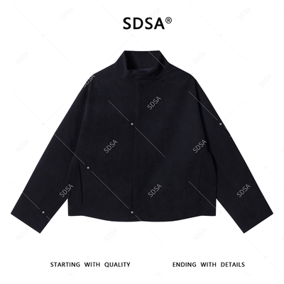 SDSA男士2025新款轻奢痞帅男装纯色半高领拉链外套网红款夹克915