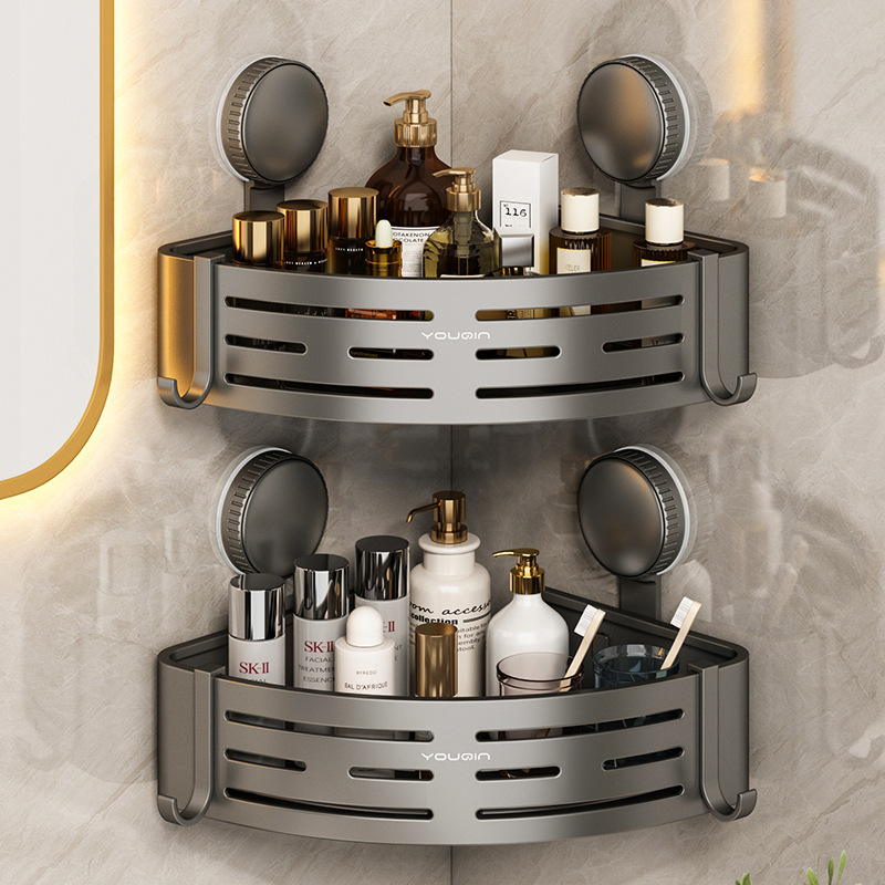 卫生间吸盘置物架浴室免打孔壁挂洗手台洗漱台厕所三角篮收纳架子