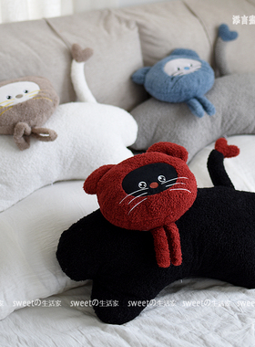 可爱抱枕卡通靠枕宿舍午休枕猫咪靠垫毛绒公仔兔子礼物床头靠背