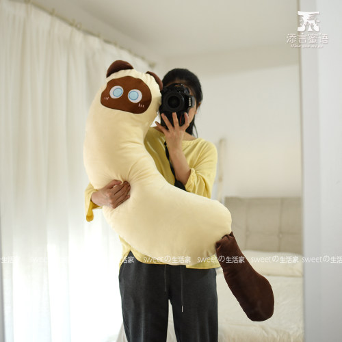 添言蜜语可拆洗猫咪夹腿弯长条枕