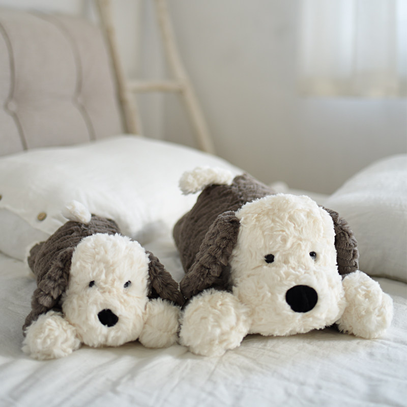 회색과 흰색 부드러운 귀여운 플러시 쇼 쇼핑 장난감 어린이 편안한 인형 인형 소녀 선물 가정 장식 점심 시간
