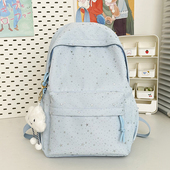 书包初中女生少女心氛围感星星印花ins小众大容量双肩包高中背包