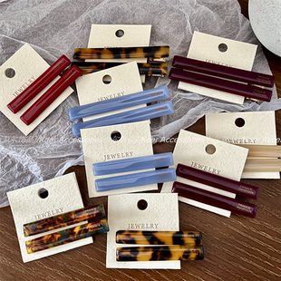 韩版醋酸一字鸭嘴夹复古气质夹豹纹玳瑁色简约刘海夹侧边夹发饰