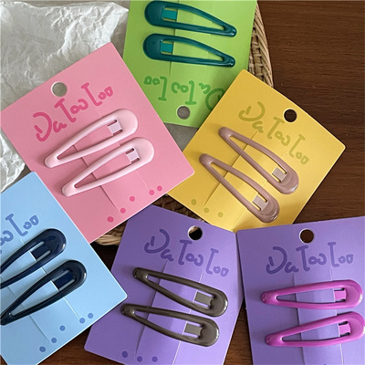 6cm奶油色系彩色滴油水滴BB夹刘海夹 少女碎发发夹两件对夹套装新