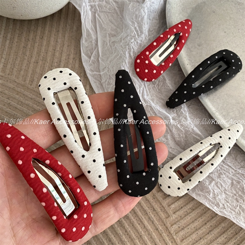 气质可爱红波点镂空水滴BB夹