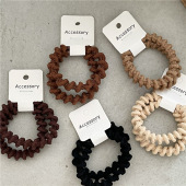 发绳 粗款 螺丝状质感螺旋纹发圈高马尾弹力基础皮筋 白鹿同款 2个