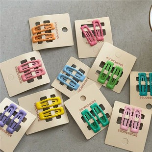 几何长方形BB夹刘海夹 可爱奶油色波浪边小发夹边夹 韩版 滴油小号