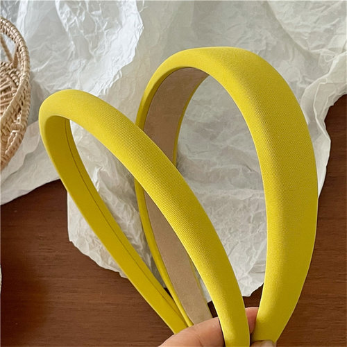 2025流行色 黄色斜纹肌理感布艺发箍新款 时尚百搭洗脸压发头箍