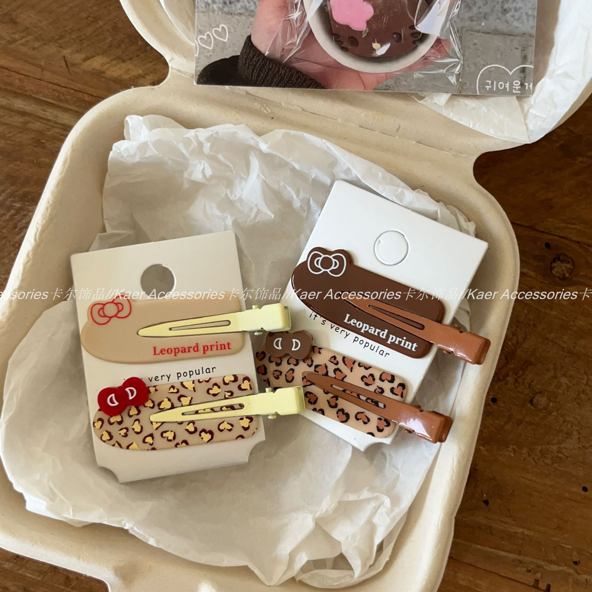 可爱蝴蝶结豹纹化妆夹发卡