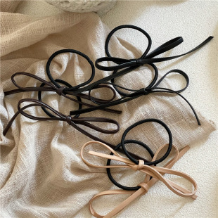 新款 气质简约PU皮革蝴蝶结发圈 甜美少女扎头发绳马尾皮筋韩版