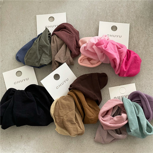 质感彩色布艺宽版 不伤发马尾发绳丸子头皮筋 彩色毛巾圈四条套装