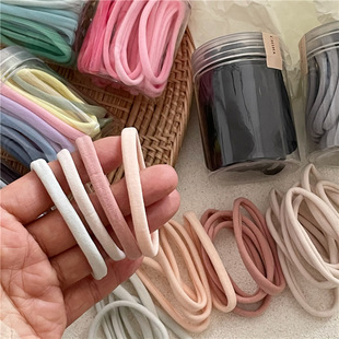 高弹力不伤发皮筋马尾发绳 奶油色系毛巾圈发圈 25条罐装 大圈长款