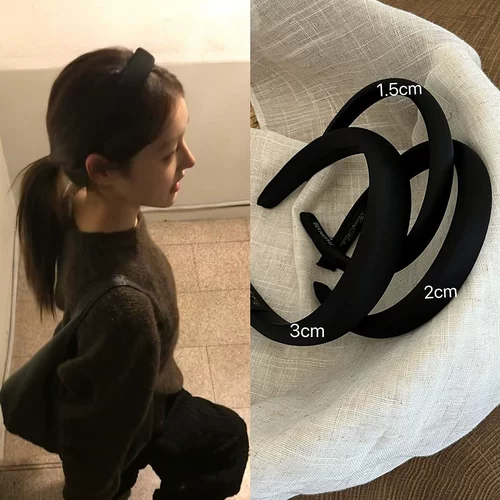 INS博主同款黑色缎面高颅顶头箍