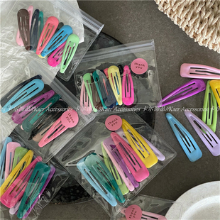 可爱奶油色系彩色少女水滴碎发刘海夹BB夹袋装 基础发夹边夹 韩版