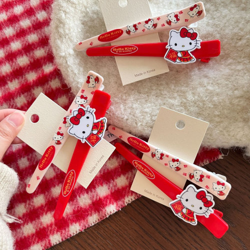 甜美新年福字KT蝴蝶结猫咪发夹