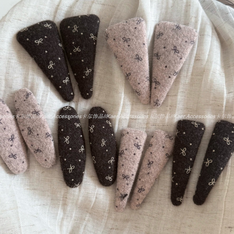 甜美百搭蝴蝶结毛呢BB夹发夹