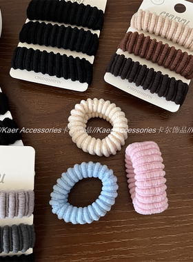 三条装不伤发发圈宽边高弹力皮筋发绳 加粗丸子头皮套头绳高马尾