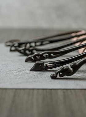 又一雪 黑檀木发簪 新中式古风盘头发绾挽发髻女钗发饰一字钗