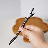 Zang又一雪 鹿见 古风发簪黑檀木绿檀盘绾挽发髻簪子钗发饰18厘米