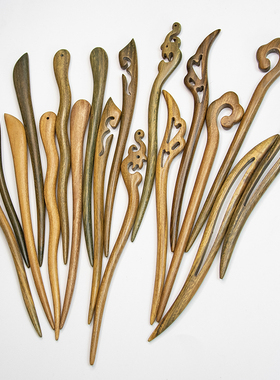 Zang又一雪 绿檀木簪子气质古风盘头绾挽发髻女钗发饰汉服18厘米