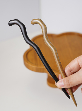 Zang又一雪 南枝 加长组合中式发簪黑檀木绿檀盘挽发髻簪子钗发饰