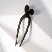 Zang又一雪 歪耳兔木钗 原创黑檀木发钗簪u型插盘头挽绾发髻文艺