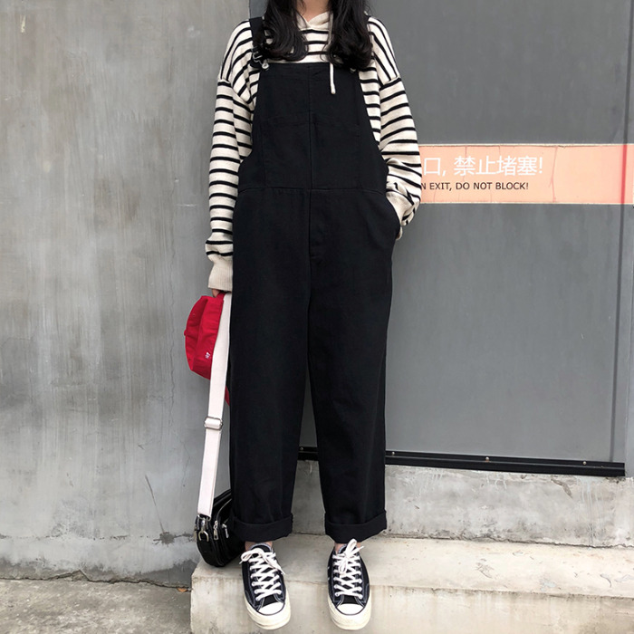 韩版宽松工装2019学院风学生连体裤61.99元包邮