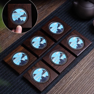 电木茶杯垫功夫茶道茶具隔热垫子杯托日式家用黑檀木组合套装配件