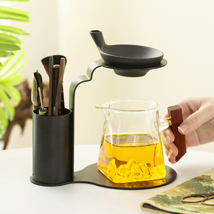 功夫茶道六君子玻璃观山茶海高硼硅玻璃关山杯玻璃方杯带茶漏套装