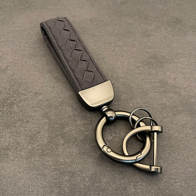 编织翻毛皮汽车钥匙扣挂件创意个性简约锁匙链圈环男女士情侣腰挂