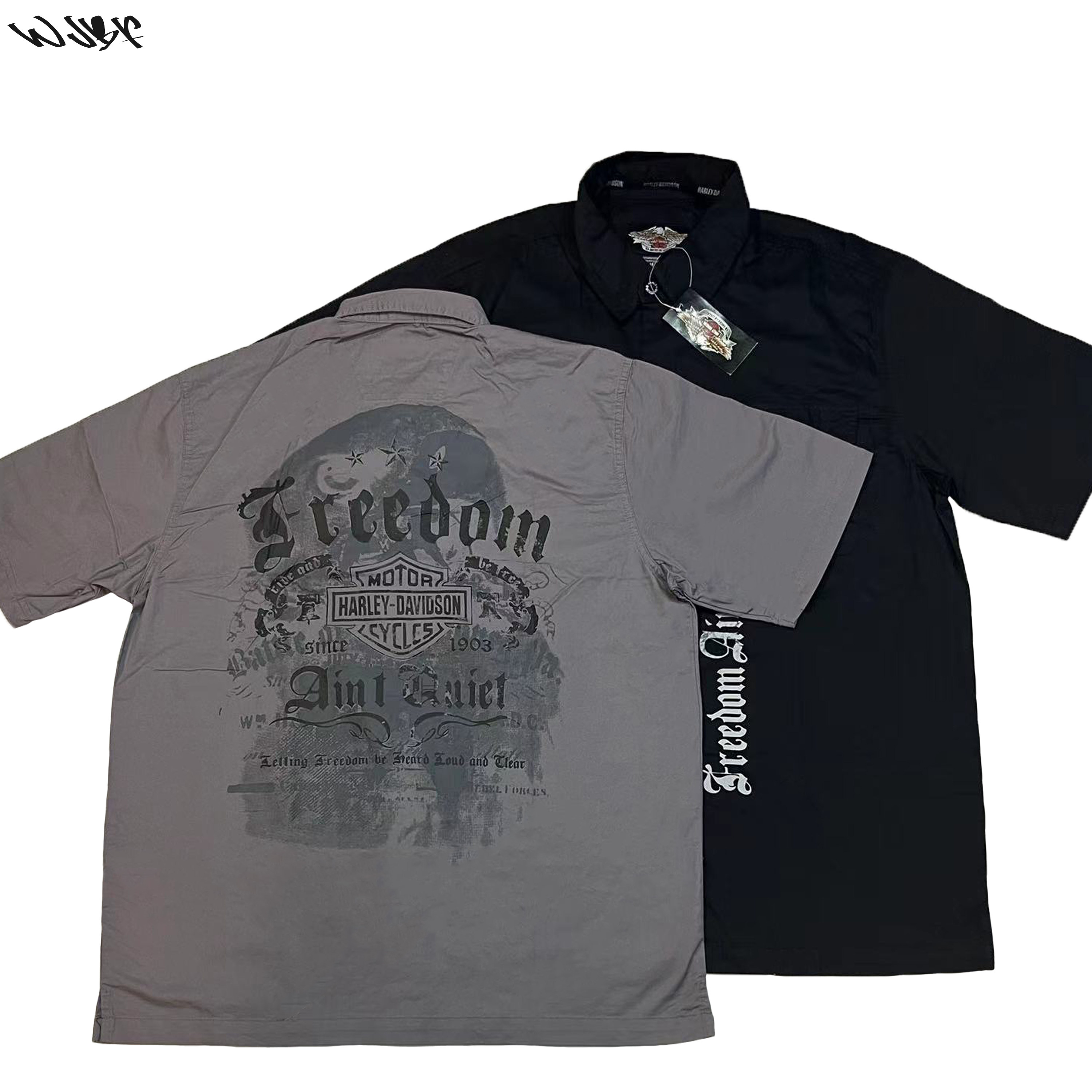 美式old school机车嘻哈潮流硬汉宽松哈雷机车骑行服HIPHOP衬衫