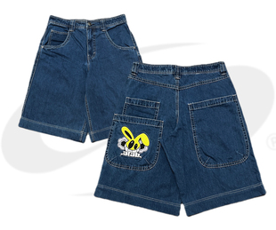 Alab 90s美式 oldschool复古jnco阔腿裤 y2k大刺绣重工7分直筒裤