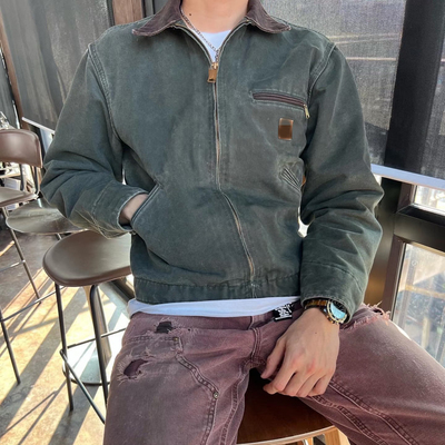 高版本底特律J97重磅洗水朱帆布复古洗水做旧工装夹克外套