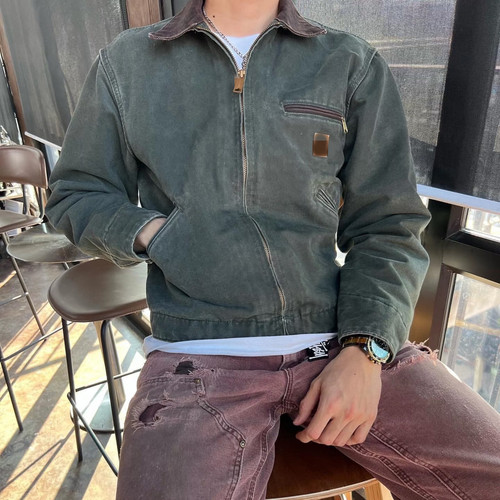 高版本底特律J97重磅洗水朱帆布复古洗水做旧工装夹克外套