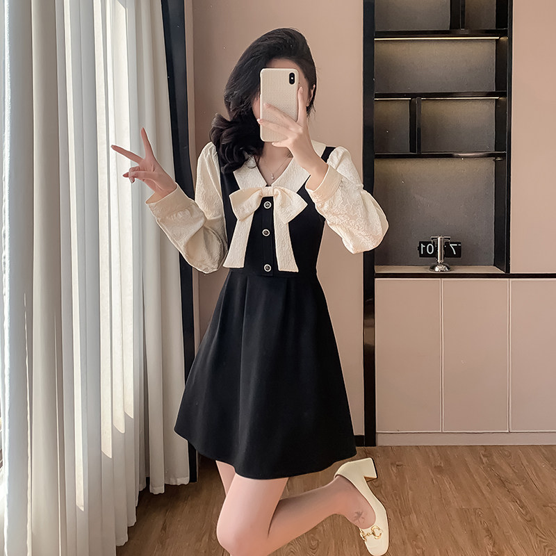 2026年春季新款高级感小个子小香风黑色蝴蝶结减龄小众气质裙子,女装/女士精品,连衣裙,淘宝优惠券,粉丝福利购,淘宝优惠卷