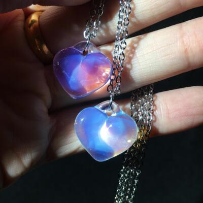 心动情侣吊坠玻璃项链纯手工礼物