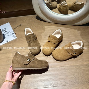 KEKE 棉鞋 懒懒 小个子定制独立开模绒面增高勃肯鞋 6cm跟 HELLO