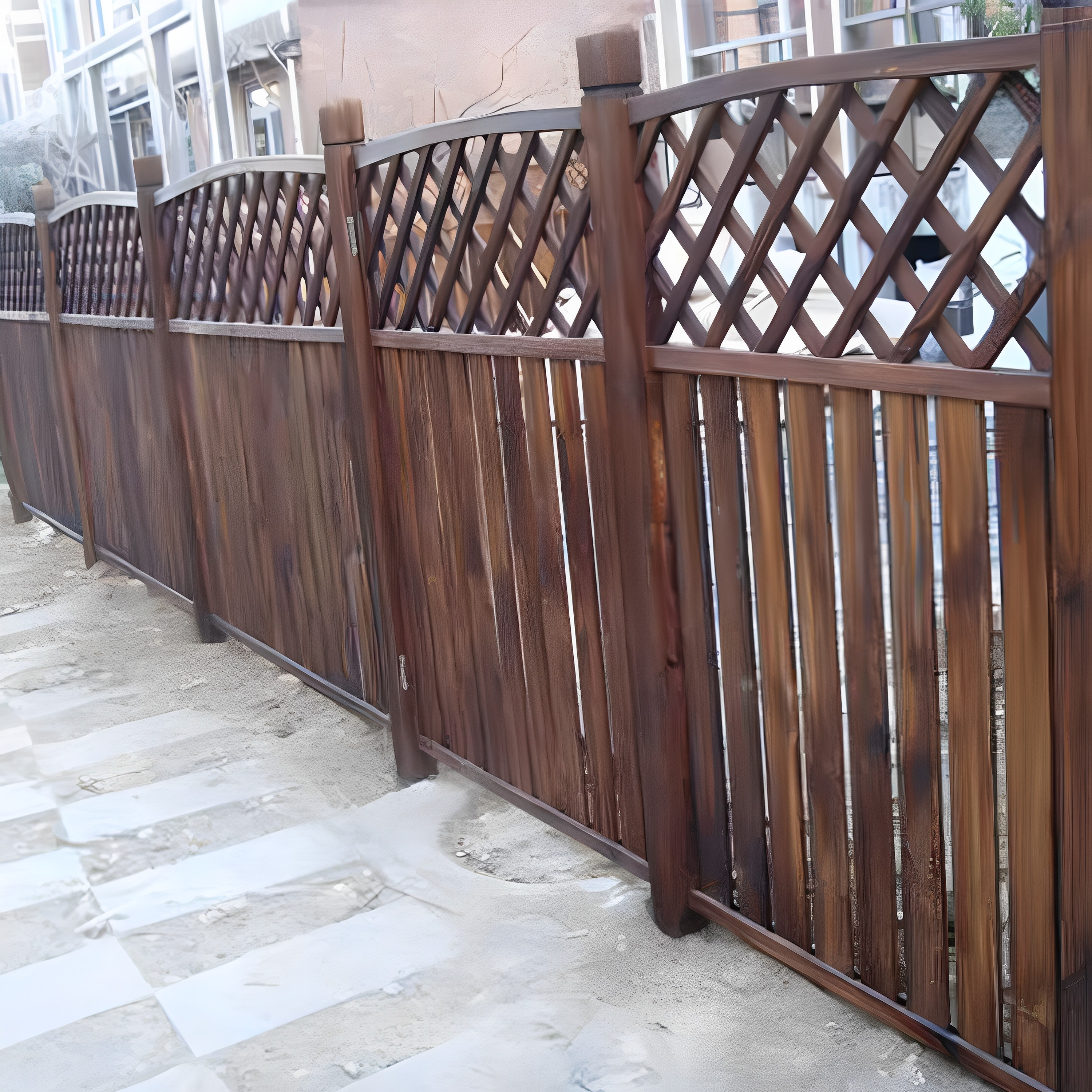 户外园艺庭院露台碳化木网格围栏