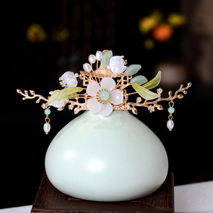 古风汉服顶簪头饰少女头冠古装发簪配饰丸子头盘发发饰中国风发冠