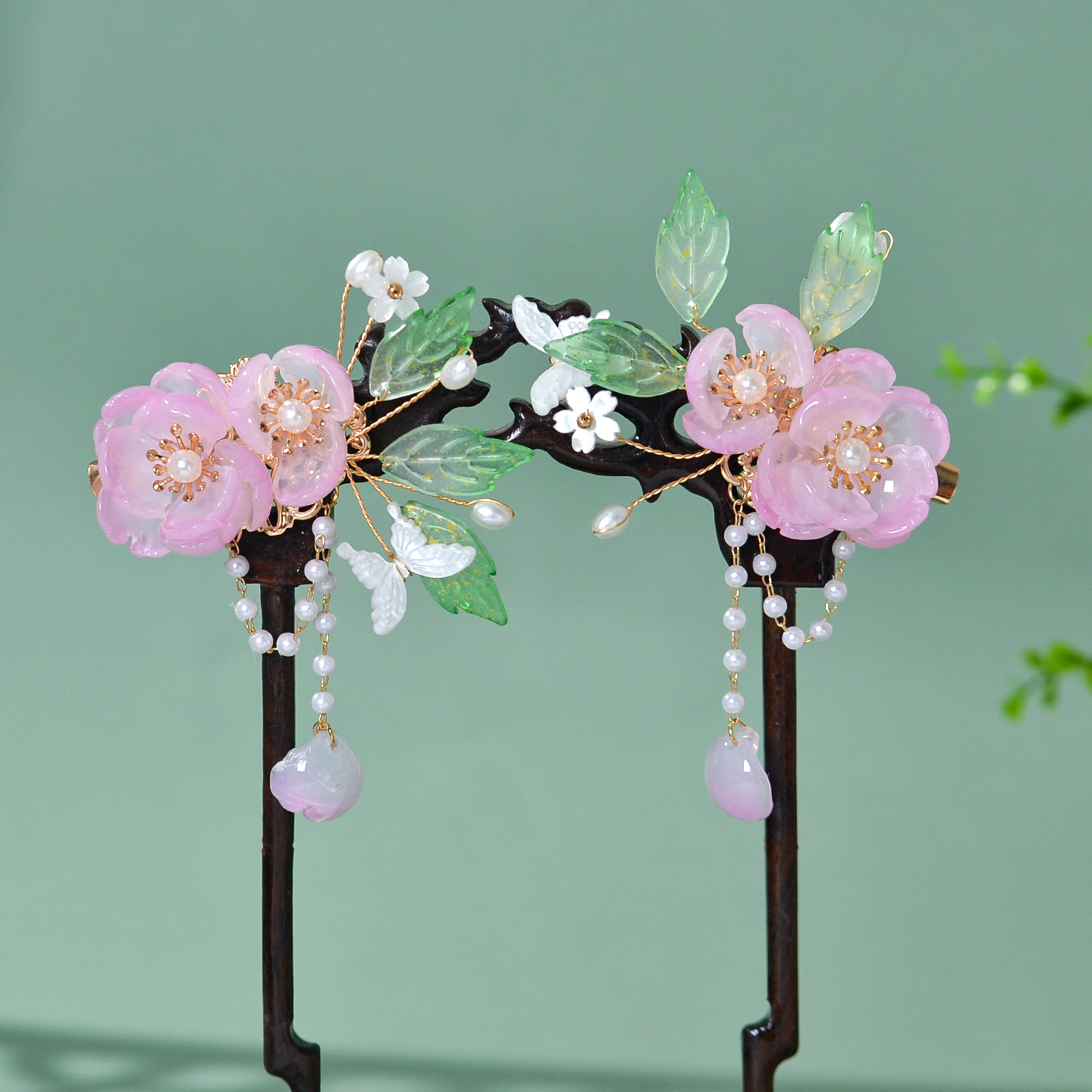 古风发饰粉色花朵发夹儿童清新甜美对夹超仙古装琉璃跳舞汉服头饰,饰品/流行首饰/时尚饰品新,发饰,淘宝优惠券,粉丝福利购,淘宝优惠卷