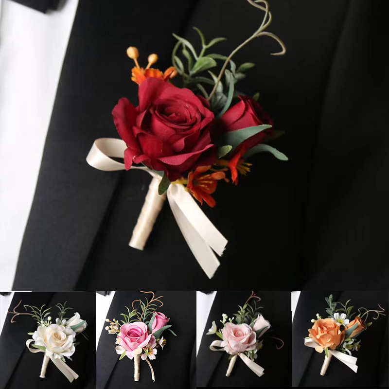 绿白森系玫瑰手腕花胸花新娘伴娘手花结婚舞蹈摄影商务配饰仿真花