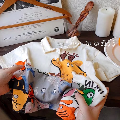 夏季-YG753049韩CZ小polo版新款时尚可爱领男女上衣宝宝2024童