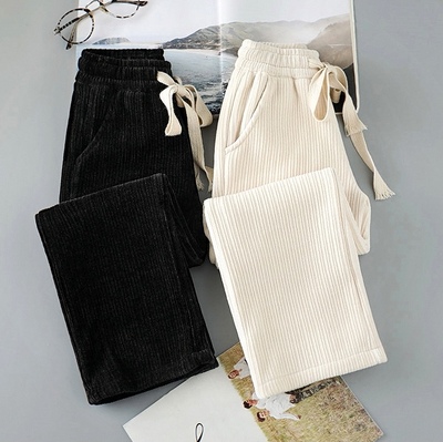 2022秋冬新款洋气中尔加绒直筒裤大童时尚雪尼女童外穿休闲阔腿裤