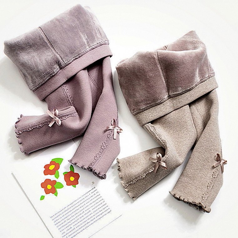 冬款超厚羊羔绒洋气女童打底裤加绒加厚纯棉时尚一体绒外穿长裤子