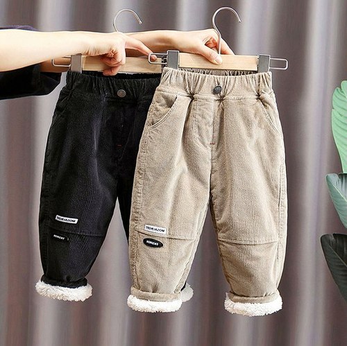 冬季加厚加绒裤男童小童冬装洋气灯芯绒时尚冬款宝宝棉裤加绒裤子