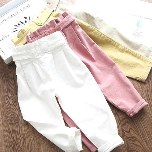 2022春夏新款女童宽松休闲裤韩版儿童宝宝弹力棉萝卜裤老爹裤子潮