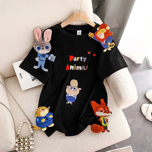 新款2024小童753044宽松-YG版袖时尚CZ韩短袖宝宝男女夏季半