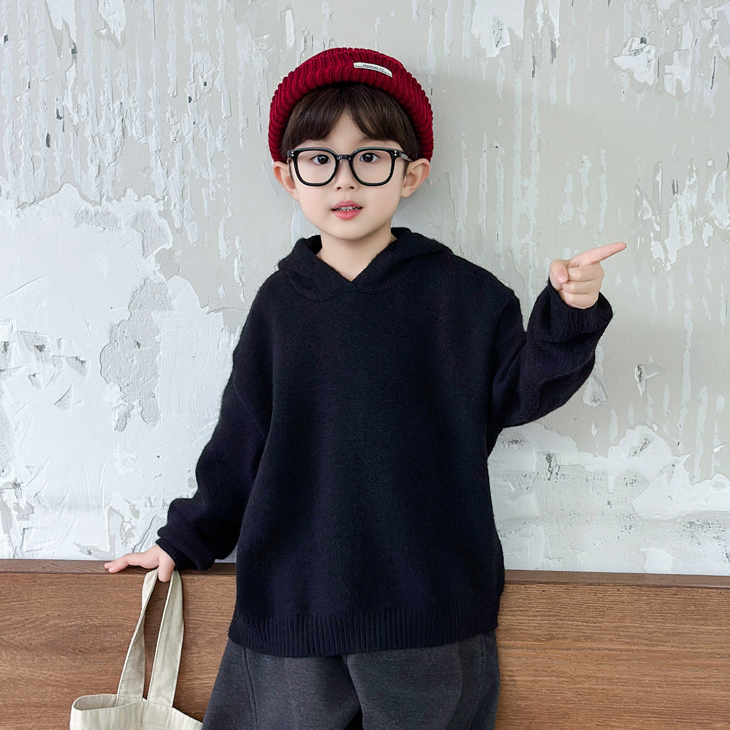 童装男童毛衣春秋冬款2025新款儿童连帽针织衫帅气男宝针织衫