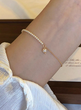 简约可叠戴极细小珍珠手链